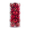 Red Christmas ball ornaments in transparent tube with matte, gloss, and glitter finishes - Red