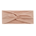 Elastisches gestricktes Yoga-Stirnband mit Twist-Knoten in weichem hellem Beige - Camel