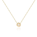 Elegante 18K vergulde titanium ketting met geometrische hanger en een heldere zirkoon - Goud