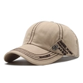Berretto da baseball in cotone kaki con distintivo in metallo ad ancora e cuciture a contrasto - 56-60cm / Cachi