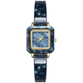 Montre GEDI carrée pour femme avec bracelet texture marbre bleu et boîtier doré - Marbre Bleu