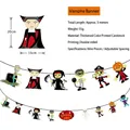 Banderole d'Halloween vampire avec 9 fanions en carton imprimés des deux côtés - HL-Bannière Halloween 004-Personnage de Dessin Animé Vampire