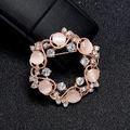 Rose gold ring brooch featuring pink cat-eye stones and sparkling crystals decoration - Ring Opal Pink