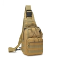 Tactical sling chest bag in coyote tan nylon with MOLLE webbing and adjustable strap - Tan