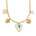 Collana in acciaio inossidabile placcato oro 18K con pendenti a cuore e farfalla - Oro