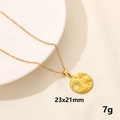 Golden stainless steel necklace featuring celestial sun moon and star relief pendant - Celestial Medallion / Gold