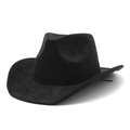 Detailed close-up of a classic black faux suede fedora featuring a wide brim and cattleman crown - M (56-59cm) / Black (Suede)