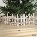 Recinzione natalizia in legno bianco con rami di pino e bacche rosse decorative - 100cm Bianco Stile Semplice