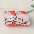 Cute calico cat hair claw clip made of acetate with shimmering mother-of-pearl texture - White and Orange Calico Cat Style (C16-4-14)