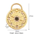 Gold celestial round pendant with crescent moon and star patterns and zircon accents - Star Moon Coin-Gold