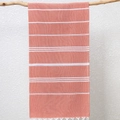 Turkish beach towel with orange and white stripes and handmade tassel fringe - Orange