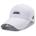 White baseball cap with black NSDC embroidery and sporty brim trim details - Adjustable / White