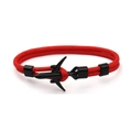 Men's red woven 550 paracord bracelet with black metal airplane charm accessory - Black Airplane Buckle / Red