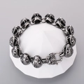 Punk-Herrenarmband mit Schlangenkopf aus antikem Silberstahl mit realistischen Schuppen - Stahlfarbe
