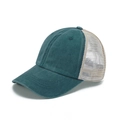 Vintage washed cotton baseball cap in dark green and beige mesh trucker style - Adult 56-60cm / Green-Khaki Mesh