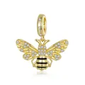 Exquisiter Bienenanhänger aus 925er Sterlingsilber mit Vergoldung und weißen Zirkonia-Steinen - Bienenstil (BSC1035)