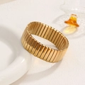 Elegante pulsera elástica de acero inoxidable dorado con diseño de segmentos flexibles - Estilo Ancho de 18mm / Dorado