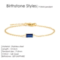 14K gold plated stainless steel bracelet featuring a 7x3mm rectangular blue sapphire stone - September Royal Blue (Sapphire Color)