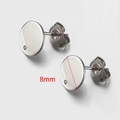 Silver 8mm stainless steel flat disk stud earrings DIY jewelry making findings - 8mm Round / Steel