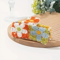 Handgefertigte Häkel-Haarklammer mit lebhaften orangefarbenen und blauen Strickblumen - Stil 2 Bunte Blumen (12.5cm)