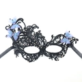 Elegant black lace masquerade mask with purple butterflies and colorful rhinestones decor - Rhinestone Butterfly Blue Mask (5706668349871)