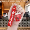 Christmas stocking PVC keychain with red silicone wristlet strap and gingerbread man charm - Christmas Stocking-2