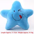Star-shaped plush squeaky dog toy in sky blue with cute embroidery and 15cm length - Blue Star with Tongue