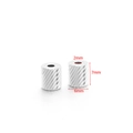 Silver stainless steel textured spacer bead showing 7x6x2mm dimensions - 7*6*2mm Diagonal Stripe Cylinder / Steel
