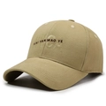 Khaki cotton baseball cap with 3D embroidery and pre-curved brim for casual wear - Adjustable / Deep Beige