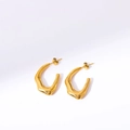 Irregular liquid metal gold hoop earrings with wave texture and butterfly back closure - Gold Irregular Wave Earrings