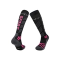 Black merino wool ski socks with pink sport patterns and 39-44 size marking - 8215 Black/Rose Red