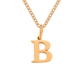 Rose gold stainless steel necklace with polished letter B pendant on a cable chain - Letter B / Rose Gold