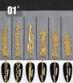 Set di 6 catene dorate per nail art in stile giapponese con varie trame di maglie - 01# Catena in Metallo Multistile Dorata