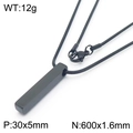 Black rectangular bar pendant necklace in stainless steel with 60cm long chain for men - Pendant with Snake Bone Chain / Black
