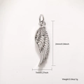 Pendentif aile en argent et cuivre plaqué or avec texture de plume et longueur 24mm - Aile Lisse en Argent