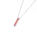 Rainbow gradient bar pendant necklace in polished stainless steel with silver chain - Rainbow