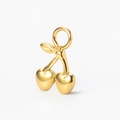 Ciondolo a ciliegia chic in acciaio al titanio placcato oro 18k con dettagli a cuore - Ciondolo Forma Ciliegia / Oro