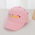 Pink toddler baseball cap with colorful My First embroidery and small red hearts - MyFirst Heart Style (Pink)