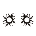 Minimalist black sunburst geometric stud earrings in 18K gold plated stainless steel - Hollow Sun / Black