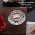 Europäischer Glas Kerzenhalter in Zahnradform mit eleganten Streifen 8cm Durchmesser x 5,5cm - Zahnrad UFO Kerzenhalter / 8x5.5cm