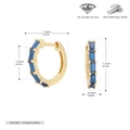 Detail view of gold 925 sterling silver hoop earrings with blue square zircon and specs - Gold/Blue Zirconia