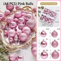 Pink Christmas ball ornament set 44 pieces in shiny and glitter finish for tree decor - Pink