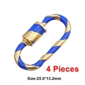 Blue and gold twisted oval screw clasp for jewelry and accessories, 4 piece set - Style 66 (Blue & Gold Stripes Clasp 25x13.2mm)
