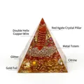 Piramide energetica orgonica con pilastro di agata rossa e citrino in resina - No.1-Colonna di Agata Rossa + Citrino (Ricchezza)