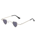 Occhiali da sole retrò a cuore con montatura in metallo argento e lenti grigio scuro trendy - Montatura Oro Lente Grigia
