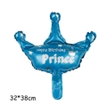 Palloncino a corona blu Happy Birthday Prince per decorazioni feste, misura 32x38cm - Mini Corona Blu