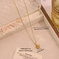 Elegant gold stainless steel owl pendant necklace with zircon inlay in a gift box - Angel (N1697-2)