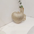 Golden heart-shaped evening clutch bag encrusted with rhinestones for parties - 14cmx6cmx13cm / Gold