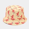 Dettaglio cappello alla pescatora giallo con stampa fenicottero e cuciture in tela - M(56-58cm) / Giallo