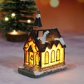 Lighted miniature Christmas church with snow detail and warm glowing windows - Style B